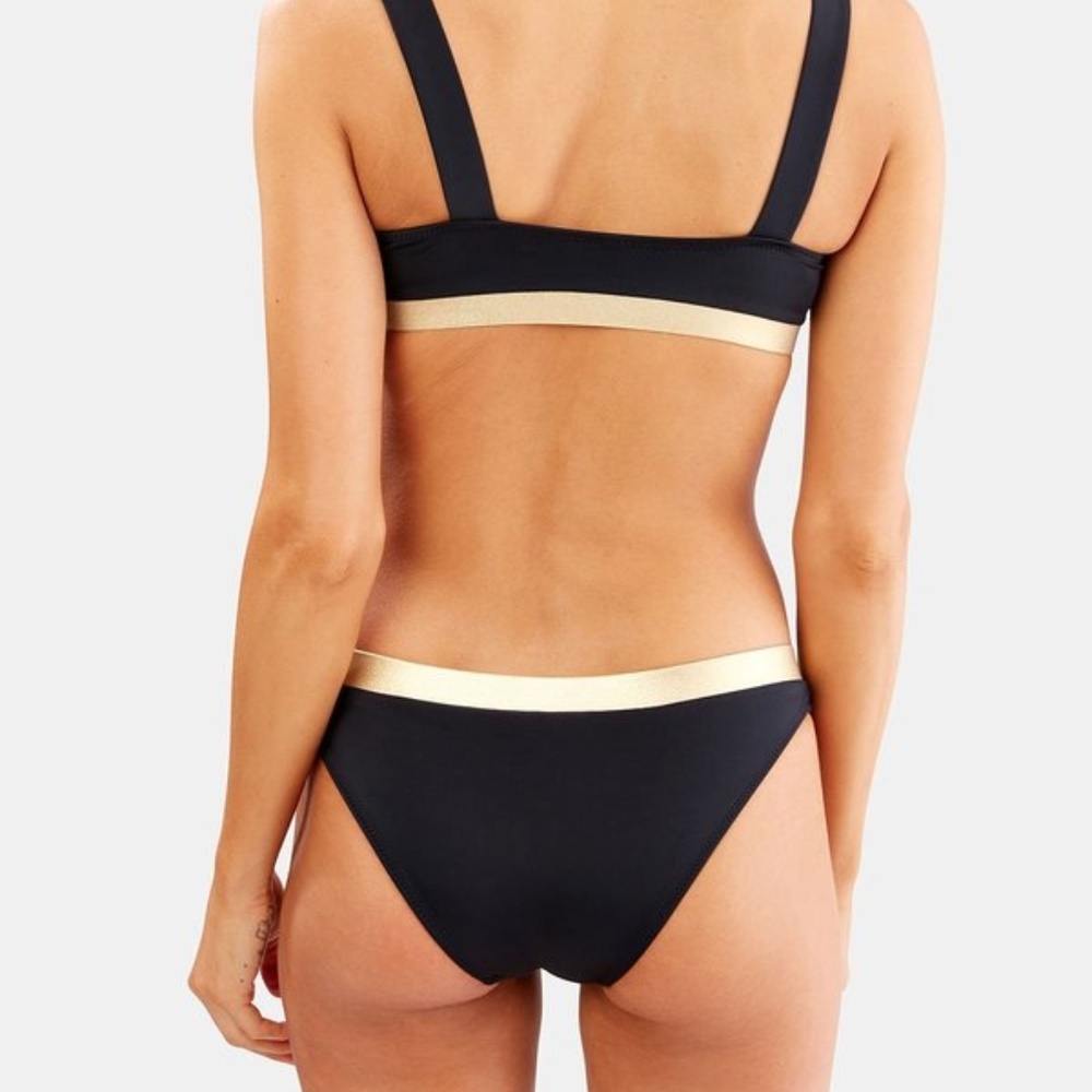 Solid + Strip Black Gold Bikini - Picture 2 of 3